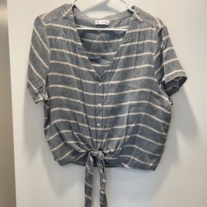 Carve Designs Gray and White Striped Top